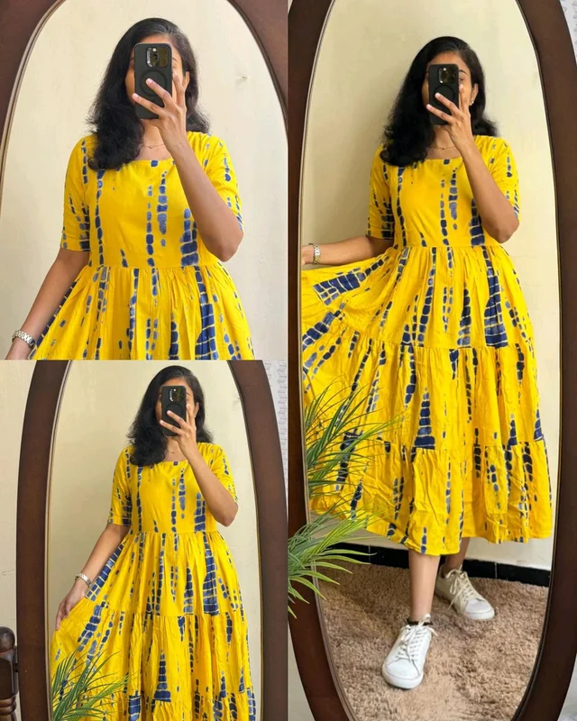 Introducing Beautiful prints of pure and rich Soft Cotton - Yellow, L
