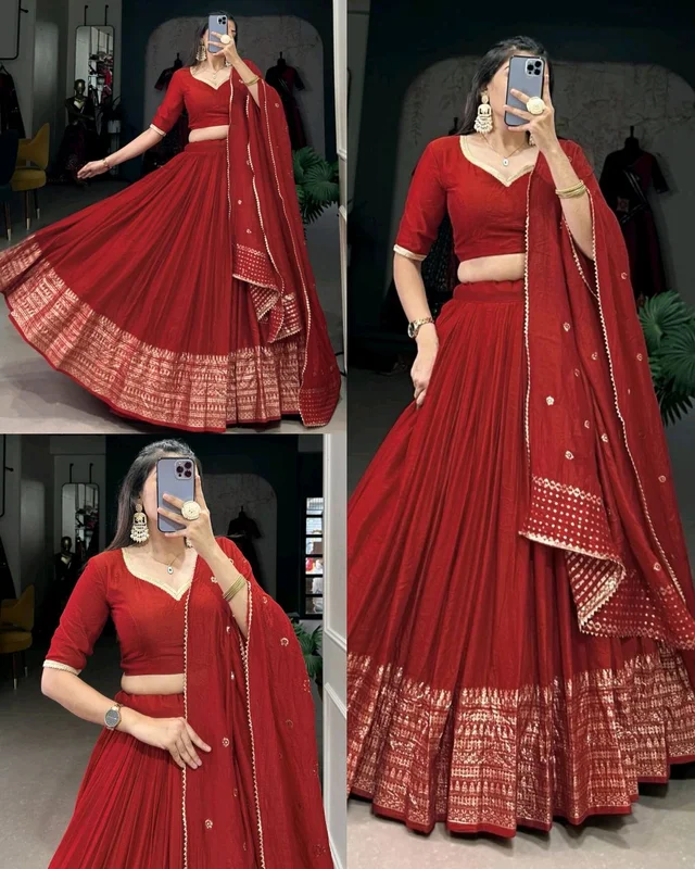 READY TO WEAR TRENDY LEHENGA - Bright Red, M