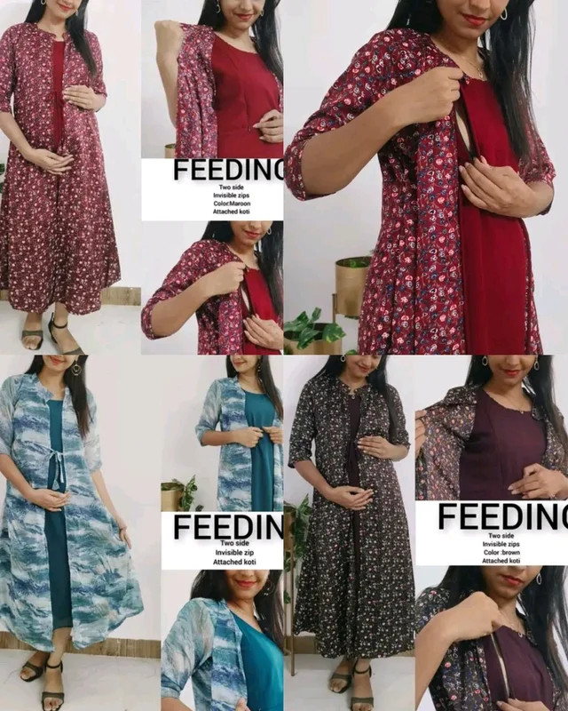 This stylish and functional Feeding dress for women with two side invisible zips attached koti
- Teal, L