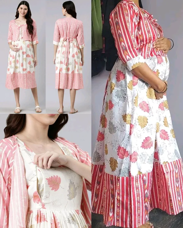 Cotton Anarkali Maternity And Feeding Jacket Kurta - M