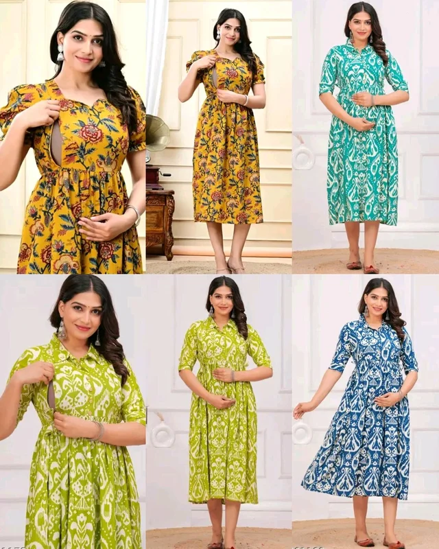 Women's Pure Cotton Printed Feeding / Maternity Wear - Neptune, 2XL