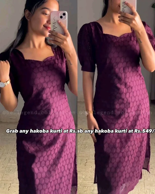 The Hakoba Cotton Daily Wear Kurti - Ripe Plum, M