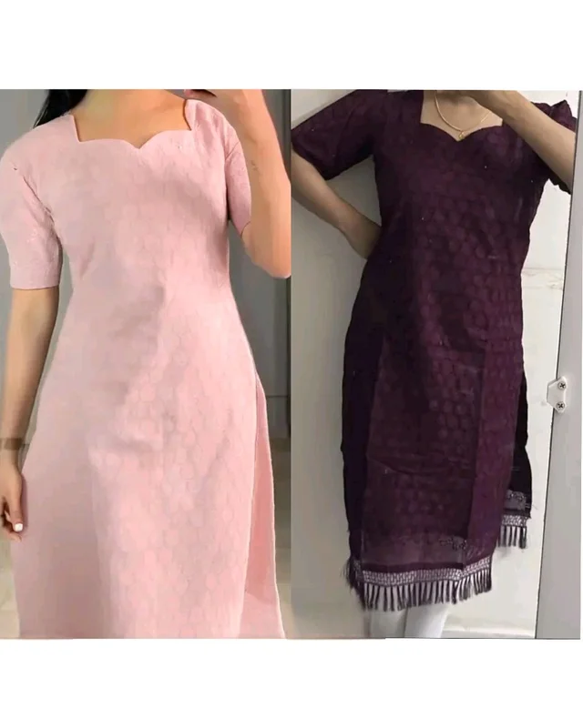 The Hakoba Cotton Daily Wear Kurti - Peach, 2XL