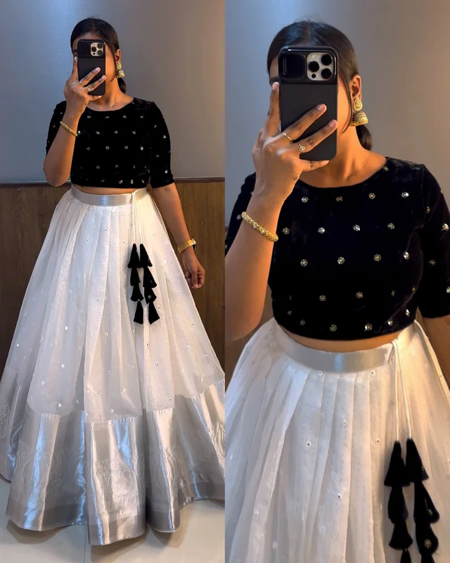 Beautiful Crop top + Skirt Lehenga - Violet, S