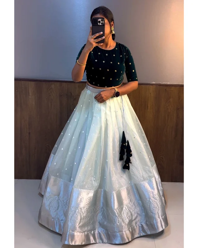 Beautiful Crop top + Skirt Lehenga - Violet, S