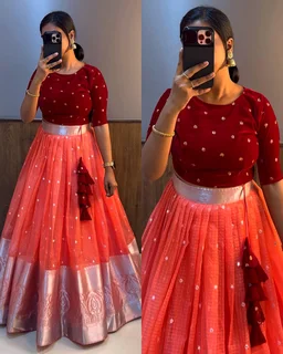 Beautiful Crop top + Skirt Lehenga - Violet, S