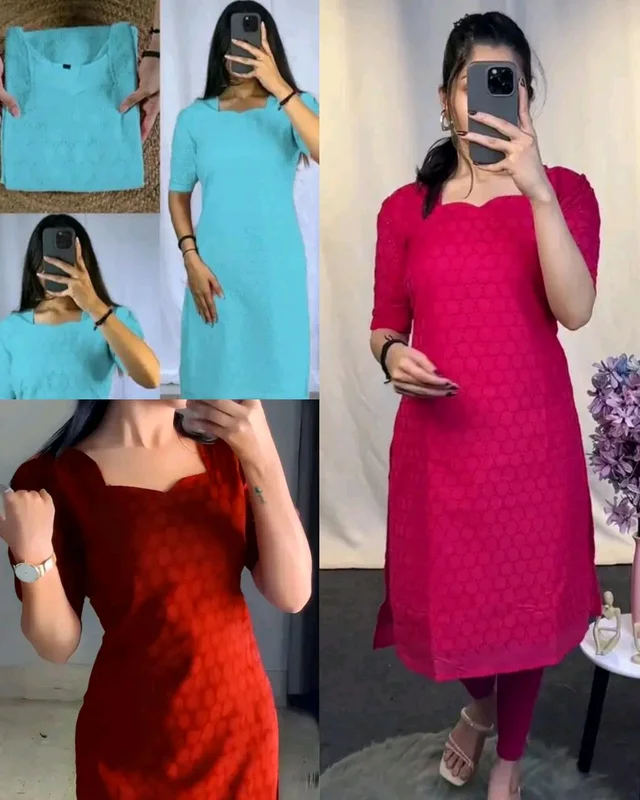 The Hakoba Cotton Daily Wear Kurti - Sky Blue, 2XL