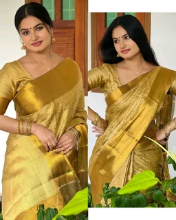 CELEBRITY BANARSI KANJIVARAM SOFT TISSUE SAREE - Silver Nayanthara mam saree, Free Size