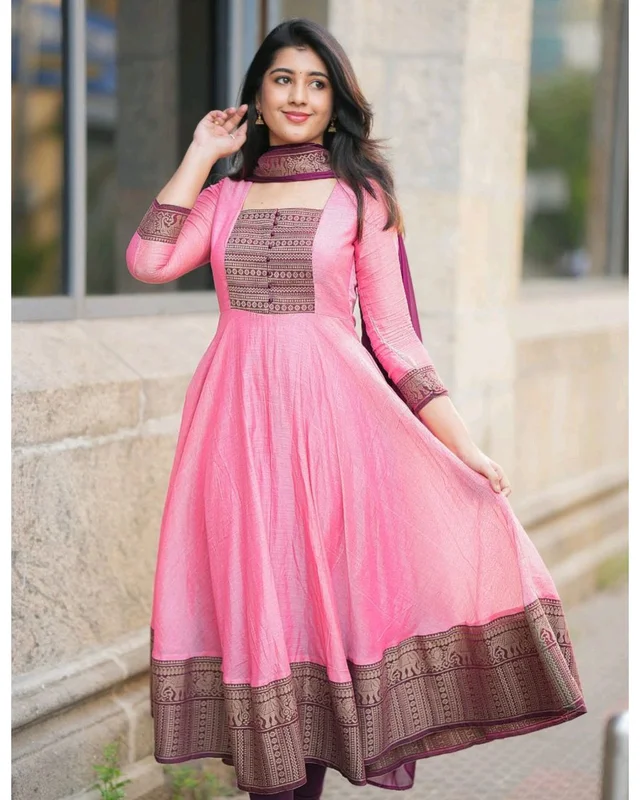 New Launching super Hit Vichitra Fabric beautiful gown With Duppta
- Pink, L