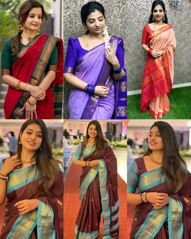 Pure Kalyani cotton Saree with Contrast Zari Border
- Red, Free Size
