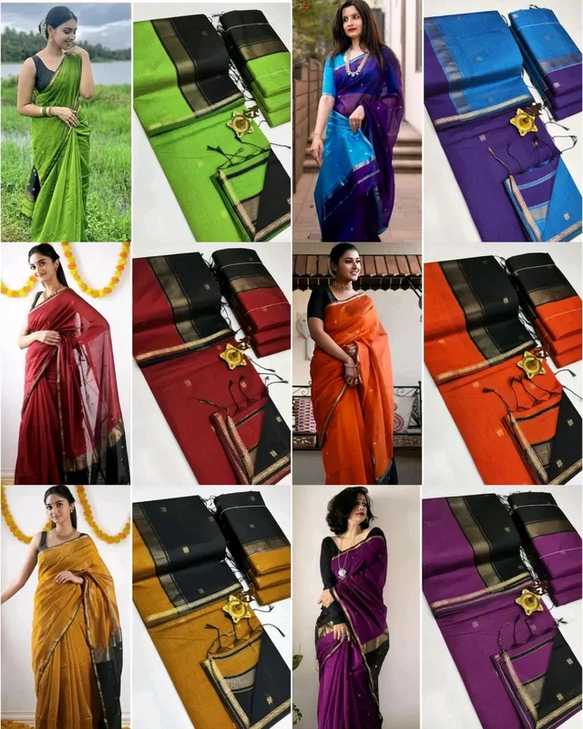 Pure Kalyani cotton Saree with Contrast Zari Border
- Orange, Free Size
