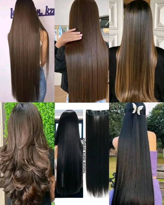 Hair Extension for Women - Black Straight Hair, Free Size
