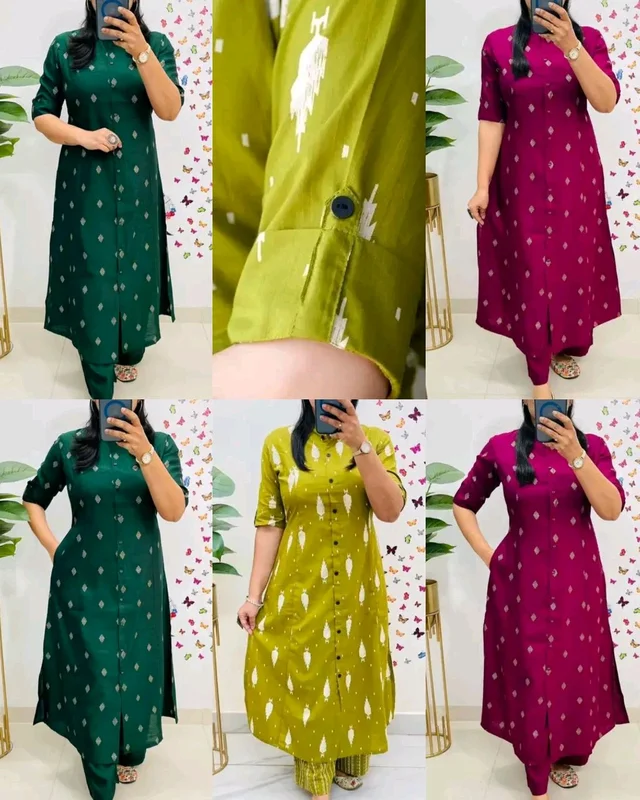 Launching Designer Co-Ords set in *Aline kurti pattern paired with Ankle length pant - Cardinal Pink, L