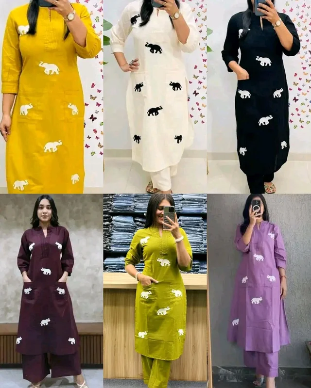 Launching Designer Co-Ords set in *Aline kurti pattern paired with Ankle length pant - Yellow, XL