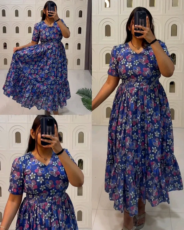 Summer Wear Trending Hakuba Maxi Dress - Blue, 2XL