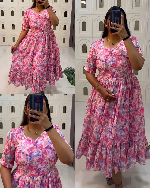 Summer Wear Trending Hakuba Maxi Dress - Pink, 3XL
