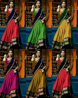 South Indian Traditional Half Saree
- Green, Free Size