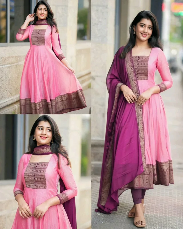 New Launching super Hit Vichitra Fabric beautiful gown With Duppta
- Pink, S