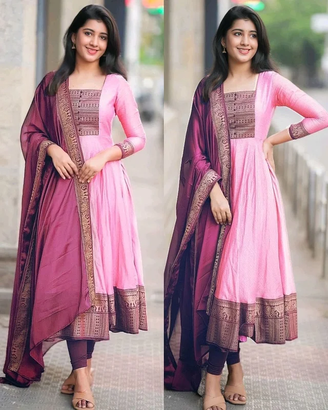 New Launching super Hit Vichitra Fabric beautiful gown With Duppta
- Pink, 2XL