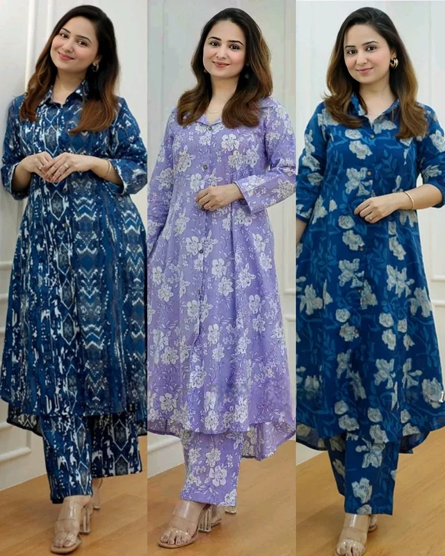 Women's Cotton Floral Printed Kurti And Pant Co-ords Set - Melrose, XS