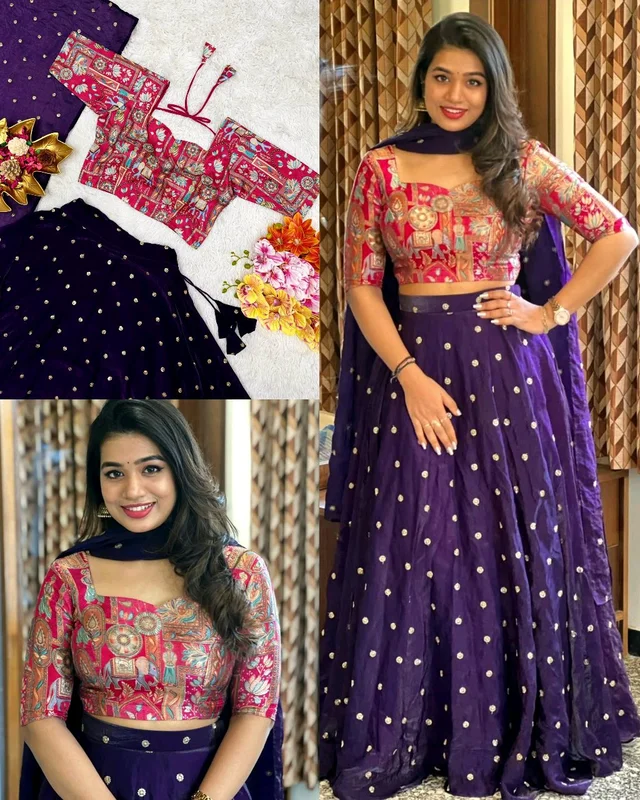 New Launching Top Trending & Most Selling Fully Stitched Soft Fendy Silk Sequins Embroidery Lehenga Beautiful Stitched Blouse – a perfect fusion of traditional elegance and contemporary style
- Free Size