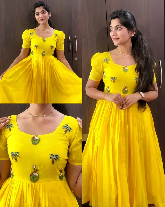 Trendy Elegance Summer Special Maxi Gown - Yellow, L