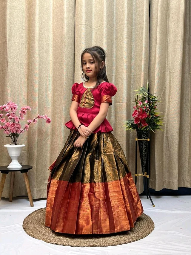 Festive Wear South Indian Lehenga - Razzmatazz, 9-10 Years