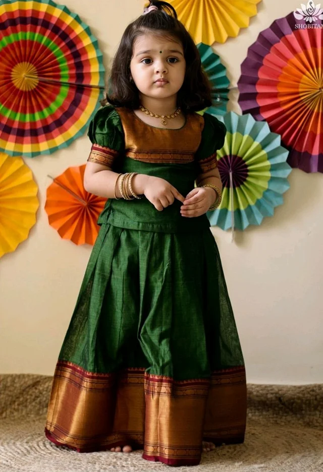 Pretty Classy Kids Girls Lehanga Cholis - Green, 10-11 Years