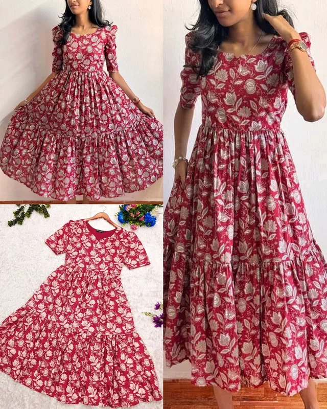 NEW LAUNCHING EXCLUSIVE SUMMER FROCK STYLE COLLECTION
- Maroon, S