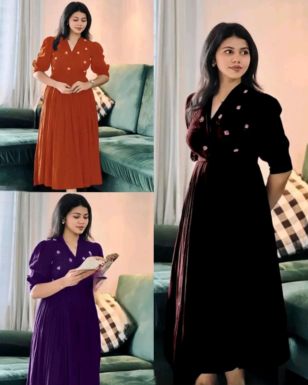 Pretty Gown With Beautiful Handwork Motifs - Orange Roughy, L
