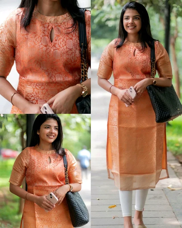 Pretty Premium Kurti - Neon Carrot, M