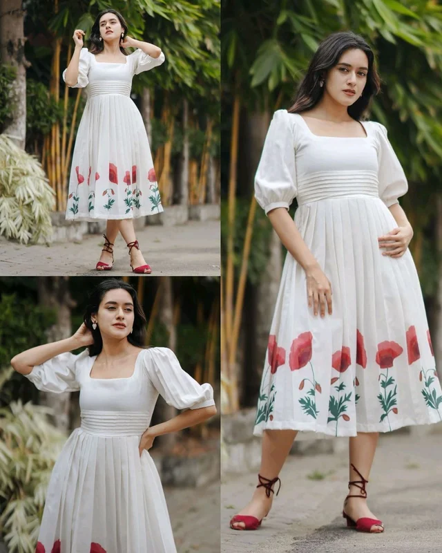 Perfect for various occasions western dresses, from casual outing
- White, L