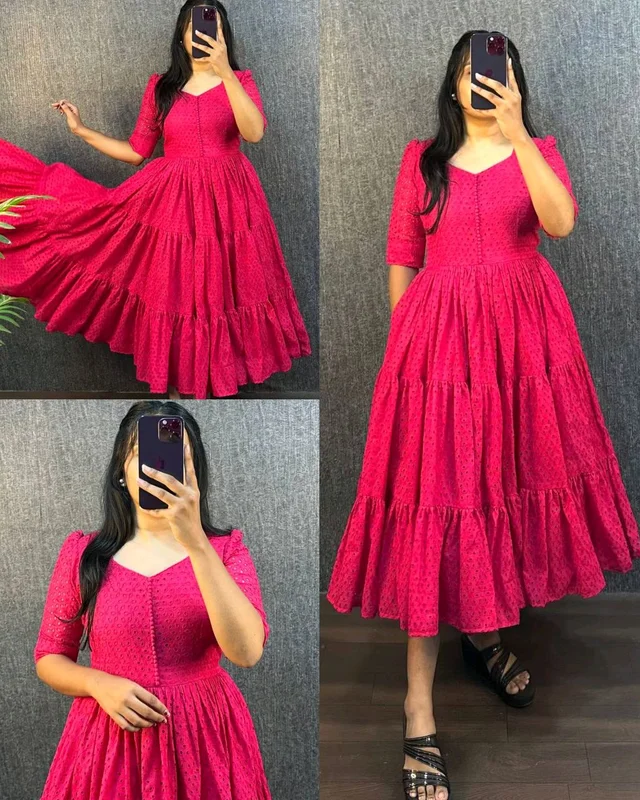 Hakoba 3 layer Gown With One Side Pocket - Pink, S