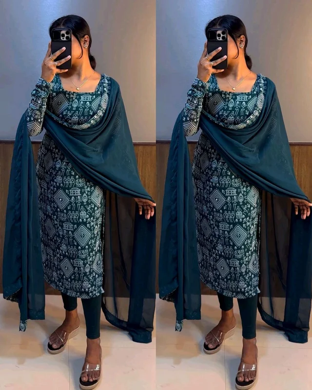 College and office wear Kurtis - Teal, 3XL