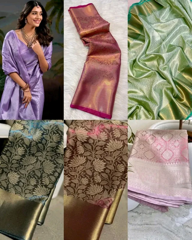CELEBRITY BANARSI KANJIVARAM SOFT TISSUE SAREE - Mauve, Free Size