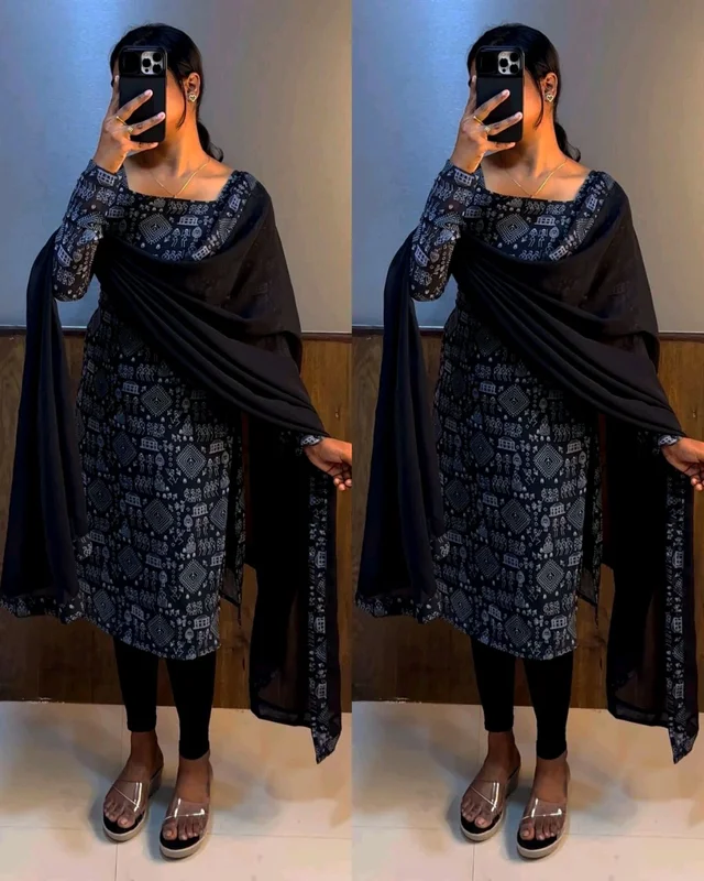 College and office wear Kurtis - Black, 3XL