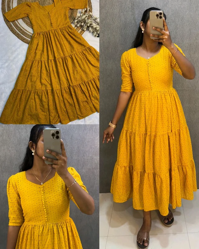 Hakoba 3 layer Gown With One Side Pocket
- Yellow, M
