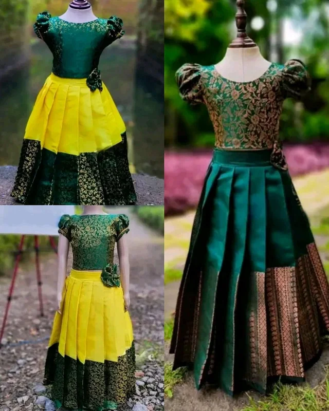 Elegant Kids Girls Lehanga Cholis - Yellow, 8-9 Years