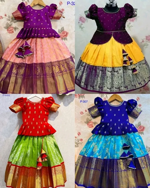 Elegant Kids Girls Lehanga Cholis - Blue, 10-11 Years