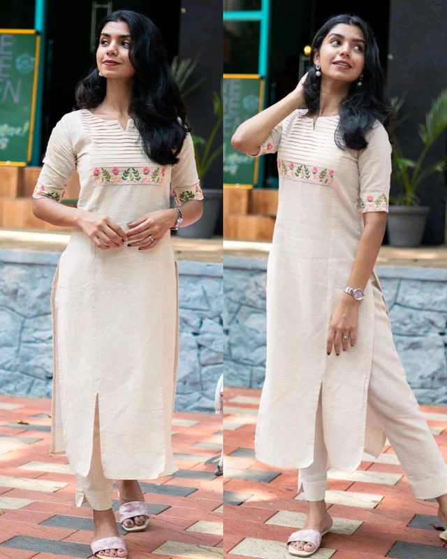 Launching exclusive Daily college & office wear Co-ord Set outfit relaxed & comfort fit - Cream, XL