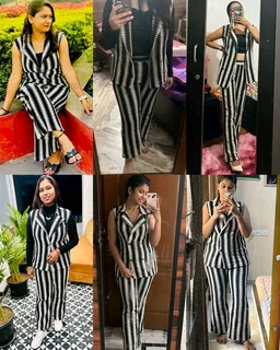 Trendy Premium New Fashionable Women Jacket & Inner Black Top & Bottom Sets
- M