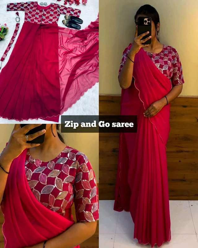 Zip and Go saree - Pink, XL