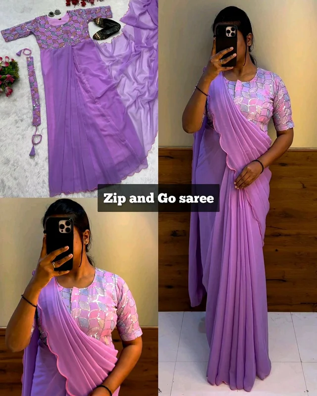 Zip and Go saree - Mauve, XL