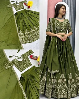 Beautiful Designer Traditional Chinon Silk Heavy Embroidery Work Lehenga
- Purple, Semi Stitched