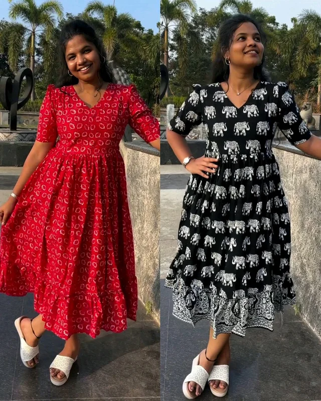 Summer Special Maxi gown soft Maslin cotton with digital print. - Black, XL