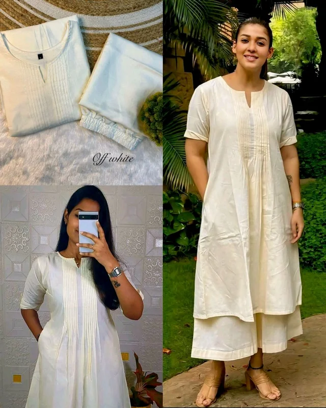 Nayanthara mam Recreation Outfit Office / College Wear Co-ord Set - White, L