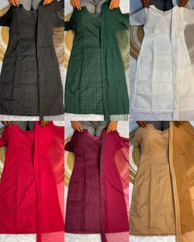 Elegant premium cotton hakoba kurti with six beautiful - Green, 2XL