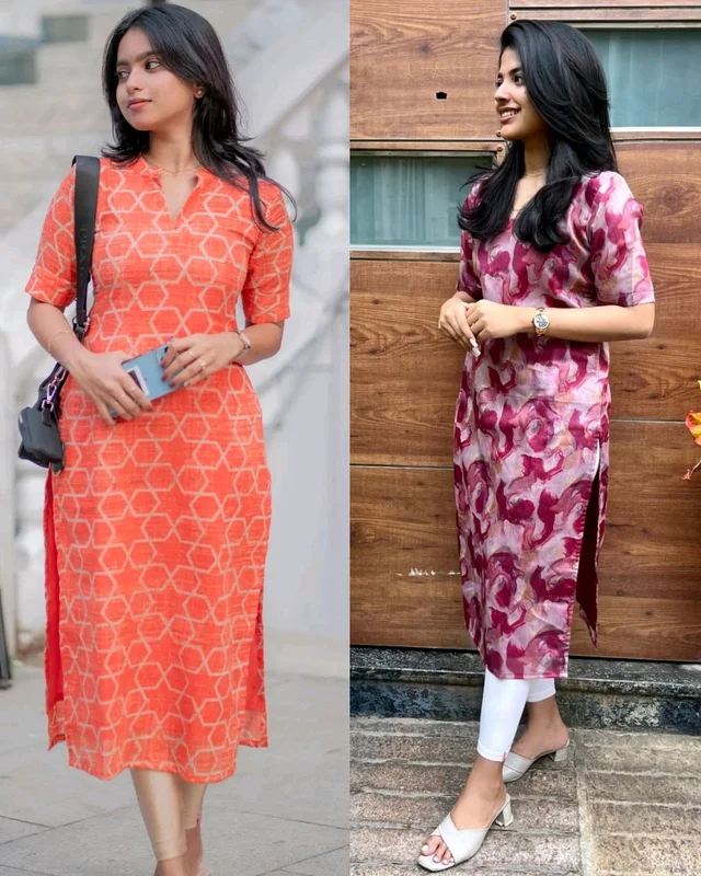 Pretty Daily college & office wear Kurti - Orange, 2XL