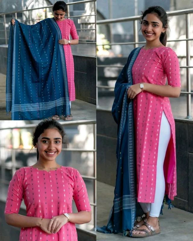 Launching New Daily Wear Kurti Dupptta - Pink, L
