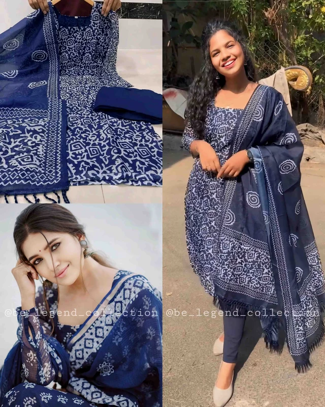 Luxurious kurta Set - Navy Blue, M